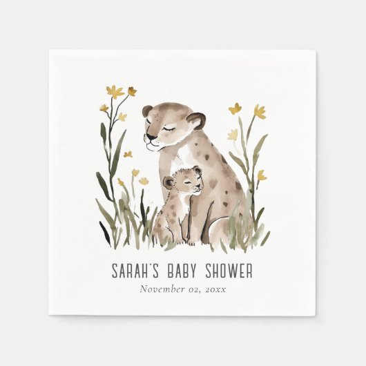 Cute Rustic Mum and Baby Tiger Foliage Baby Shower Serviette (Vorderseite)
