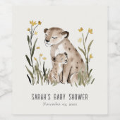 Cute Rustic Mum and Baby Tiger Foliage Baby Shower Weinetikett (Einzelnes Label)