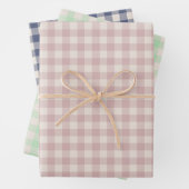 Cute Rustic Pink Green Blue Gingham Plaid Pattern Geschenkpapier Set (Beispiel)