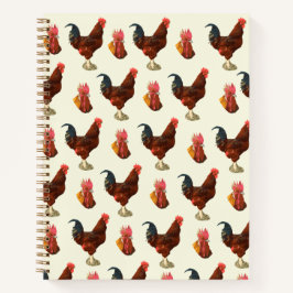 Cute Rustikales Bauernhaus Wasserfarbenfrohe Hähnc Notizblock