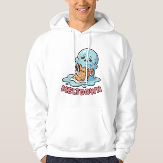 Cute Sad Blue Ice Cream Cartoon Pullover Hoodie (Vorderseite)