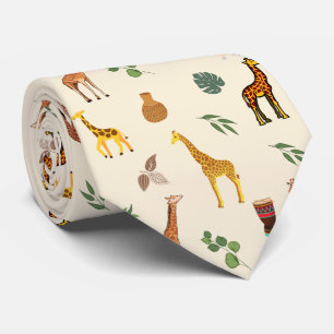 Cute Safari Africa Themed Giraffe Beige Tribal  Krawatte