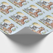 Cute Safari Animal Trio Boy Baby Shower Geschenkpapier (Ecke)