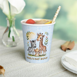 Cute Safari Animal Trio Boy Baby Shower Pappbecher