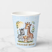 Cute Safari Animal Trio Boy Baby Shower Pappbecher (Vorderseite)