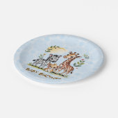 Cute Safari Animal Trio Boy Baby Shower Pappteller (Schrägansicht)