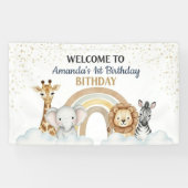 Cute Safari Animals 1st Birthday Banner (Horizontal)