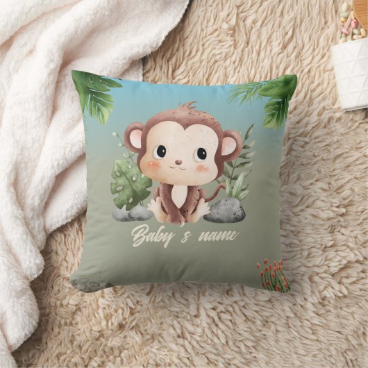 Cute Safari Animals 2 side Monkey Elephant Kissen (Decke)