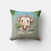 Cute Safari Animals 2 side Monkey Elephant Kissen (Vorderseite)