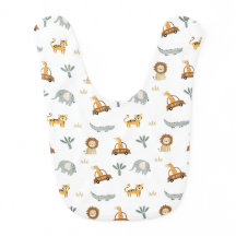 Cute Safari Animals Baby Bib | Animal Pattern 