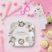 Cute Safari Animals Boy Birthday Party Kids Pappteller (Party)