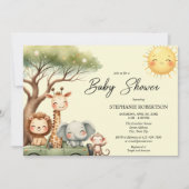 Cute safari animals gender neutral baby shower  einladung (Vorderseite)
