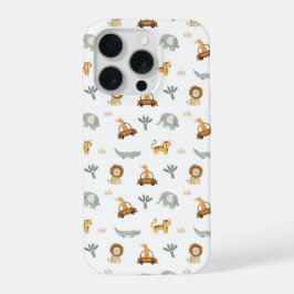 Cute Safari Animals Jungle Pattern Phone Case iPhone 15 Pro Hülle