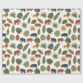 Cute Safari Animals & Leaves Birthday  Geschenkpapier (Flach)