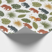 Cute Safari Animals & Leaves Birthday  Geschenkpapier (Ecke)
