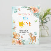 Cute Safari Animals primer cumpleaños Einladung (Stehend Vorderseite)
