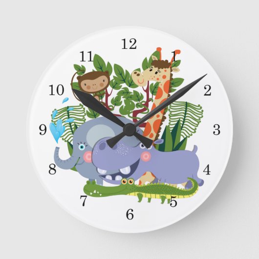 Cute Safari Animals Runde Wanduhr (Vorderseite)