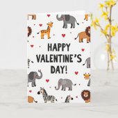 Cute Safari Animals Valentines Day Card Karte (Gelbe Blume)