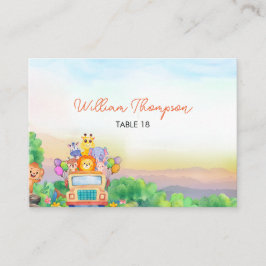 Cute Safari Animals Wild One Table Card Platzkarte