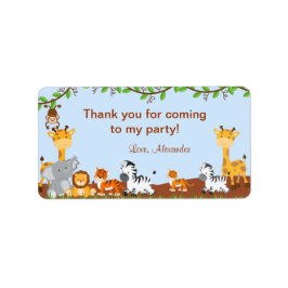 Cute Safari Jungle Animal Birthday Favor Tags Adressaufkleber