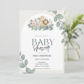 Cute Safari Jungle Animals Eucalyptus Leaves Einladung (Stehend Vorderseite)