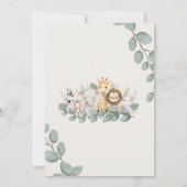 Cute Safari Jungle Animals Eucalyptus Leaves Einladung (Rückseite)