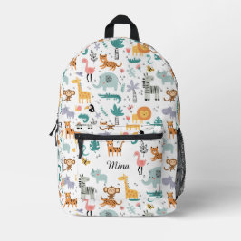 Cute Safari Jungle Animals Personalized Baby Name Bedruckter Rucksack