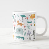 Cute Safari Jungle Animals Personalized Baby Name Jumbo-Tasse (Rechts)