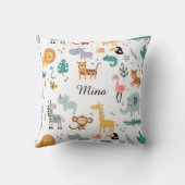 Cute Safari Jungle Animals Personalized Baby Name Kissen (Rückseite)