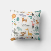 Cute Safari Jungle Animals Personalized Baby Name Kissen (Vorderseite)