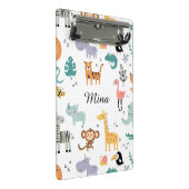 Cute Safari Jungle Animals Personalized Baby Name Mini Klemmbrett (Schrägansicht)