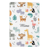 Cute Safari Jungle Animals Personalized Baby Name Mini Klemmbrett (Rückseite)