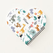 Cute Safari Jungle Animals Personalized Baby Name Notizblock (Rückseite)