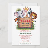 Cute Safari Jungle Animals Wild One Baby Shower Einladung (Vorderseite)