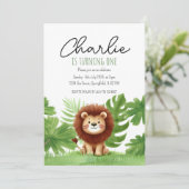 Cute Safari Lion Birthday Einladung (Stehend Vorderseite)