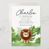 Cute Safari Lion Birthday Einladung (Vorne/Hinten)