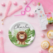 Cute Safari Lion Birthday Pappteller (Party)