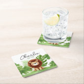 Cute Safari Lion Birthday Rechteckiger Pappuntersetzer (Vor Ort)