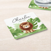 Cute Safari Lion Birthday Rechteckiger Pappuntersetzer (angewinkelt)