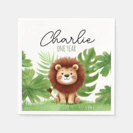 Cute Safari Lion Birthday Serviette