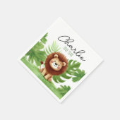 Cute Safari Lion Birthday Serviette (Ecke)