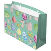 Cute Sage Green Watercolor Easter Bunny Große Geschenktüte (Rückseite Schrägansicht)