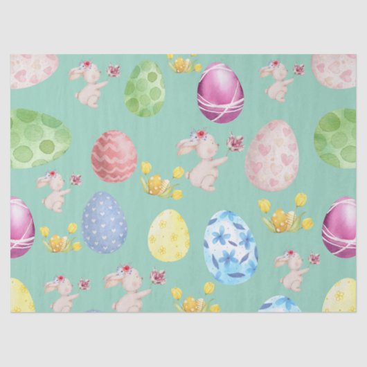 Cute Sage Green Watercolor Easter Bunny Seidenpapier (Vorderseite)