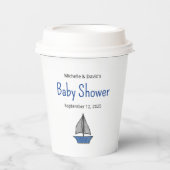 Cute Sailboat Nautical Baby Boy Couples Shower Pappbecher (Vorderseite)