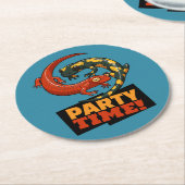 Cute Salamanders Party Time! Red & Fire Cartoon Runder Pappuntersetzer (Angewinkelt)