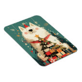 Cute Samoyed dog with Christmas Holiday Magnet (Rechte Seite)
