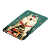 Cute Samoyed dog with Christmas Holiday Magnet (Linke Seite)