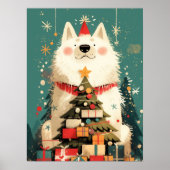Cute Samoyed dog with Christmas Holiday Poster (Vorne)