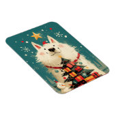 Cute Samoyed dog with Christmas Magnet (Rechte Seite)