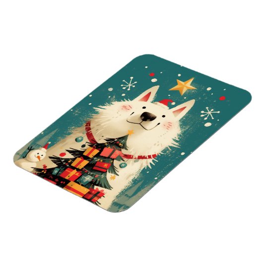 Cute Samoyed dog with Christmas Magnet (Linke Seite)